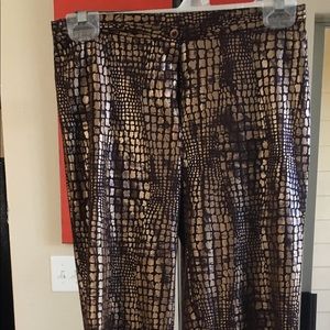 Brown and gold printed pants - s/m